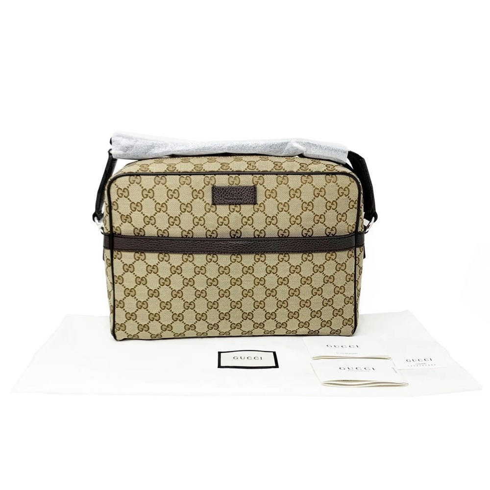 NEW Gucci Unisex Brown Canvas Leather GG
Supreme Monogram Messenger Travel Bag